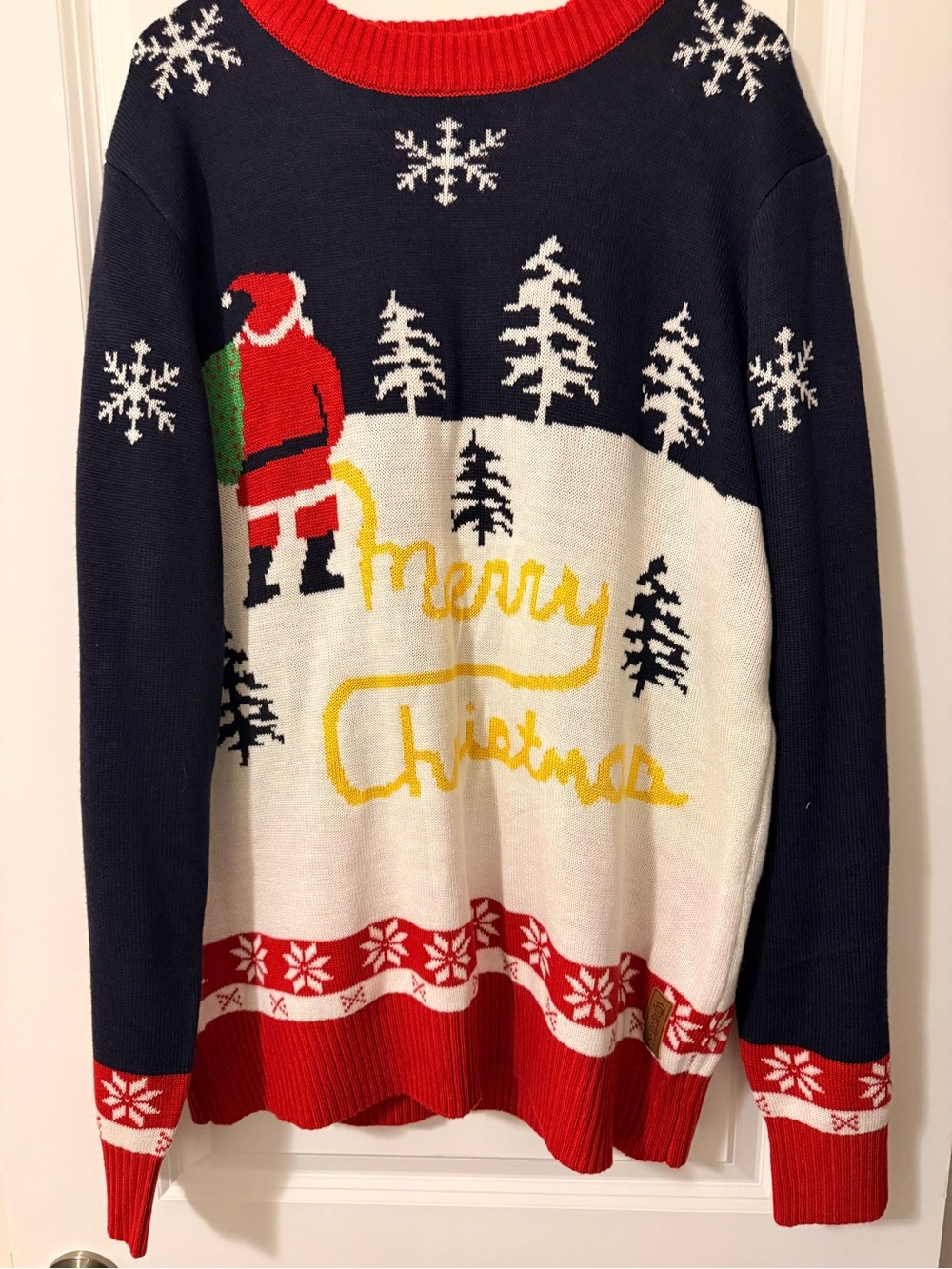 Tipsy Elves Navy Red White Christmas Crewneck Sweater